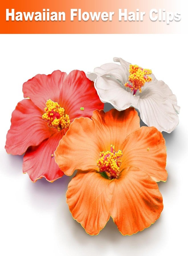 TEBIEKOY 3Pcs Hawaiian Flower Hair Clips for Women Plumeria Hibiscus Hair Clip 3.5 Inch Artificial Flower Clips for Vacation Party Beach Accessories - Image 3